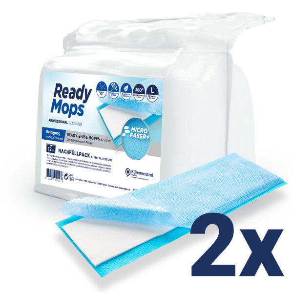 CleaningBox ReadyMops L  Allzweck Reichweite 35 m², 42x13 cm, blau, 2x12er Nachfüllpack