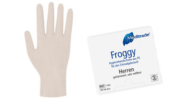 Froggy Hygienehandschuh aus reißfestem Polyethylen, Large, 100 Stück/Packung