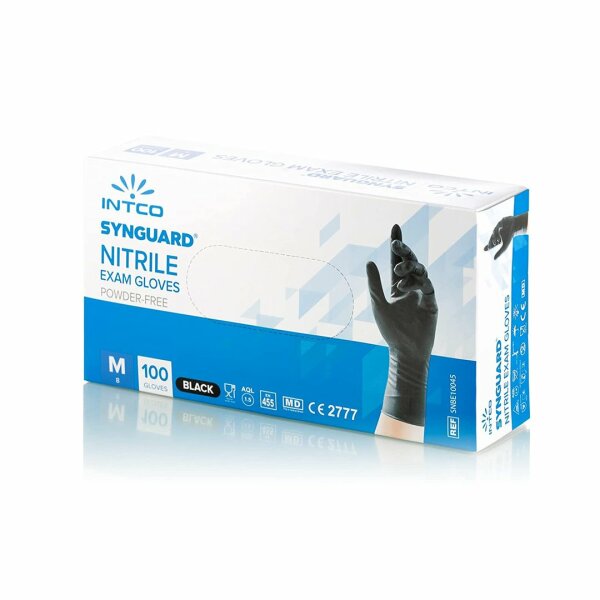 INTCO - NITRIL Handschuhe Schwarz, Größe M, 100 Stück/Box